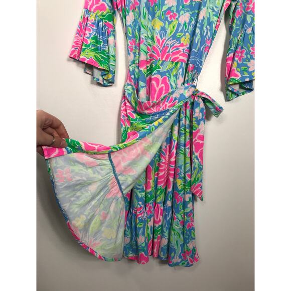 Lilly Pulitzer Kassi Wrap Short Dress Bright Floral XS Spring Summer Vacation - Picture 6 of 12